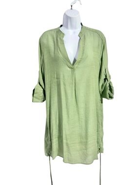 Anthropologie Maronie Green Roll Tab Sleeve Swimsuit Cover-Up - S